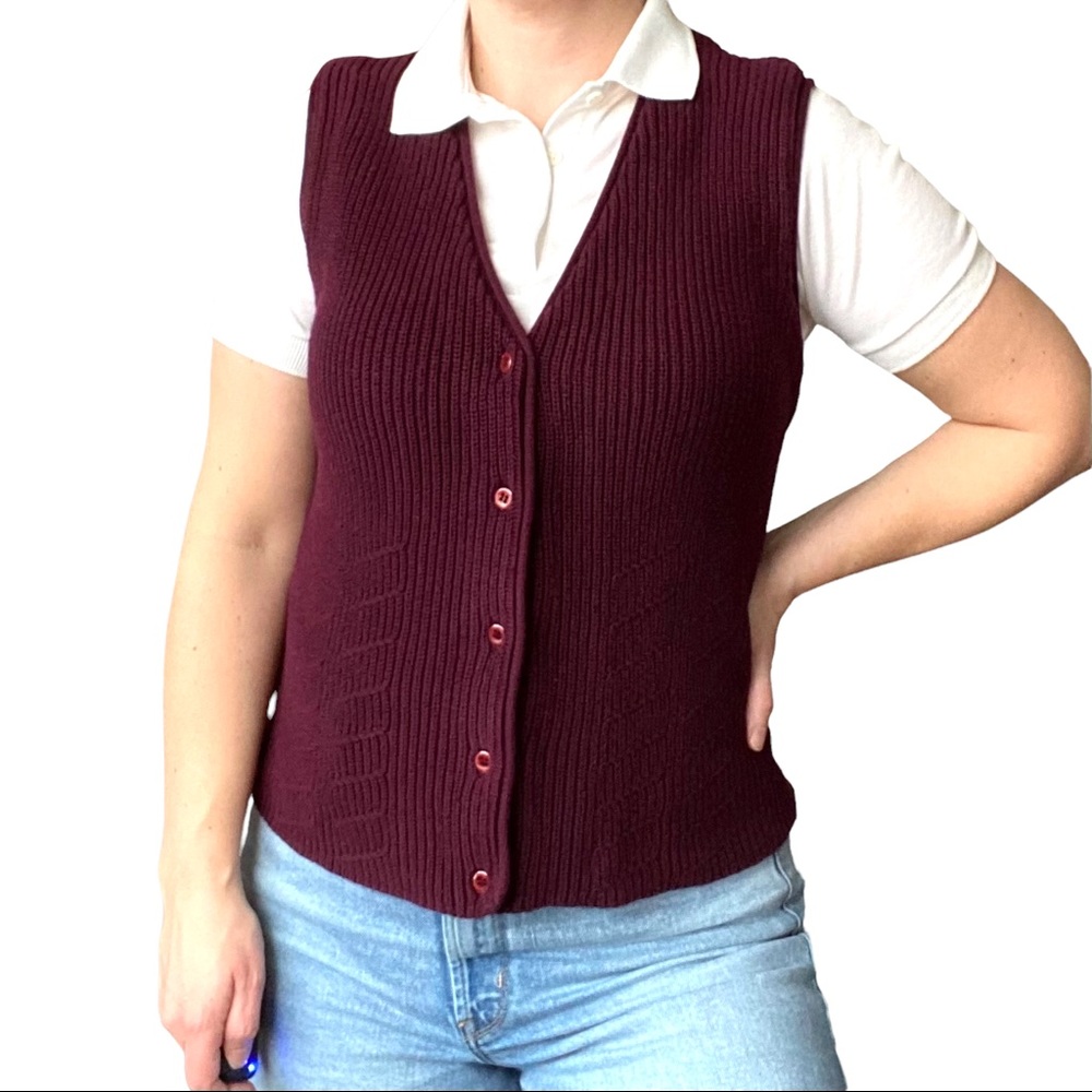 Vintage Eddie Bauer button up cardigan vest, Size S, 100% cotton